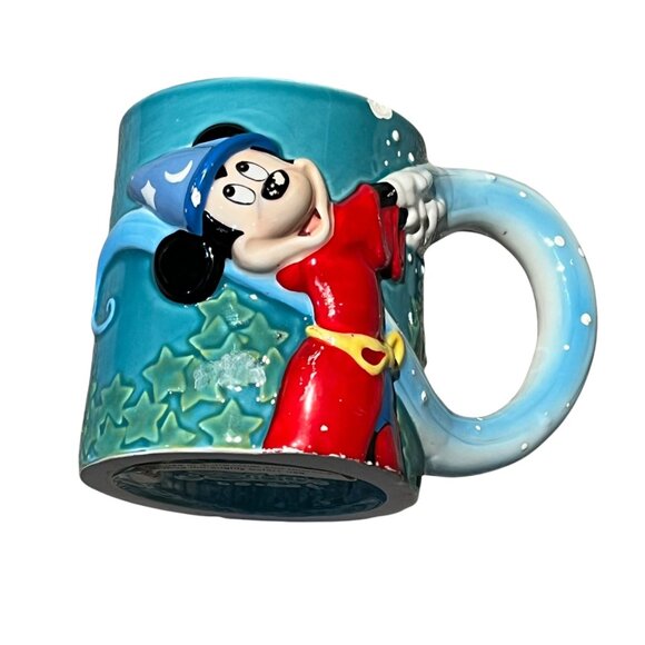 Walt Disney World 25th Anniversary Sorcerer Mickey Ceramic Mug Blue & Red Colors - Picture 1 of 5